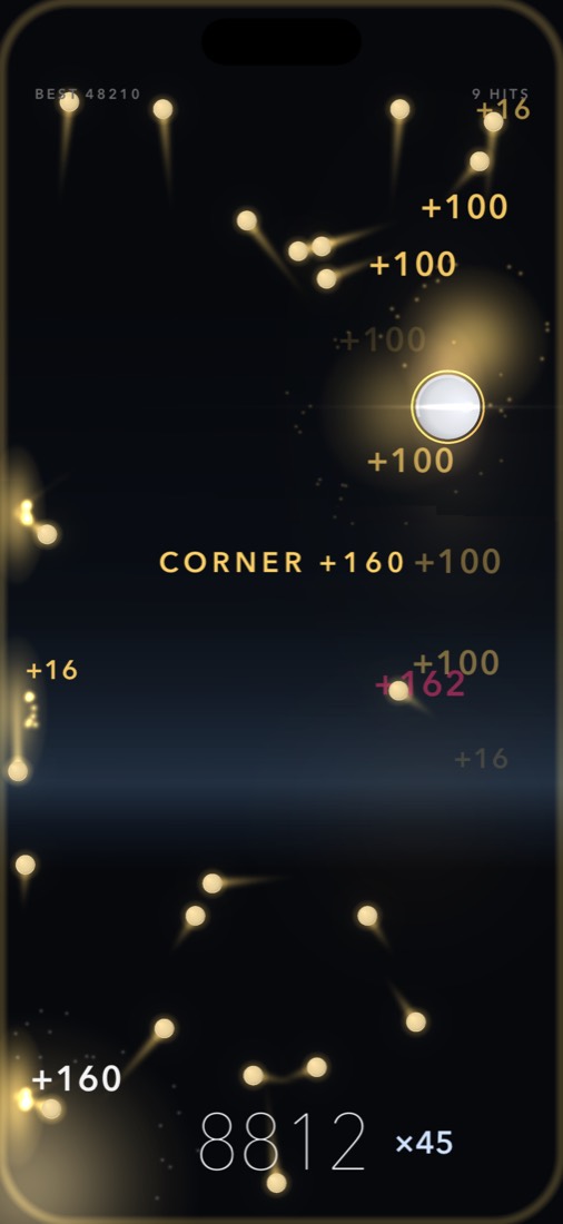 Balls bursting toward the screen corners